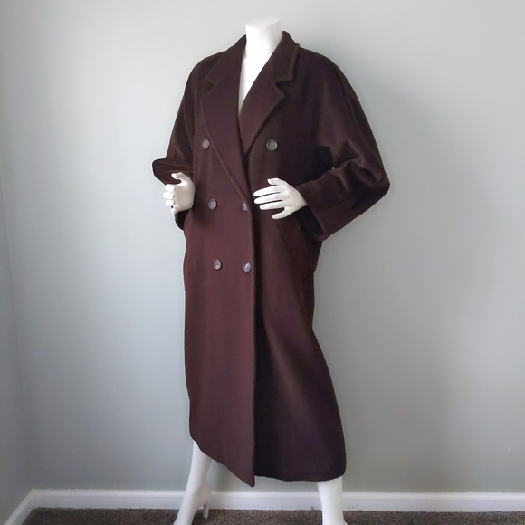 ⛔ SOLD ⛔ Vtg Chocolate Brown MaxMara Icon Wool Maxi Coat 8 - Picture 3 of 8